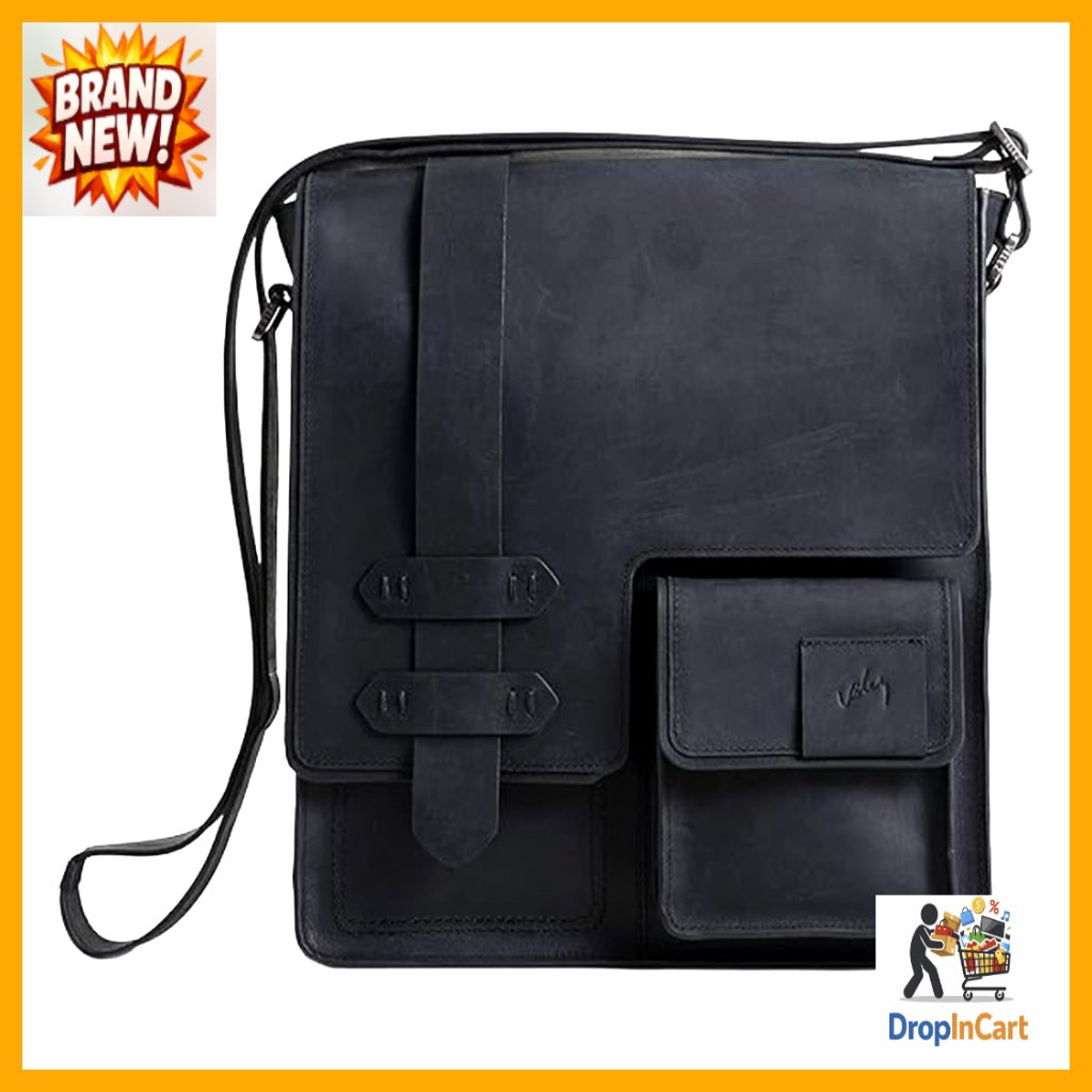 Top Grain Leather Messenger Bag Vintage Crossbody Adjustable Strap Tablet Sleeve